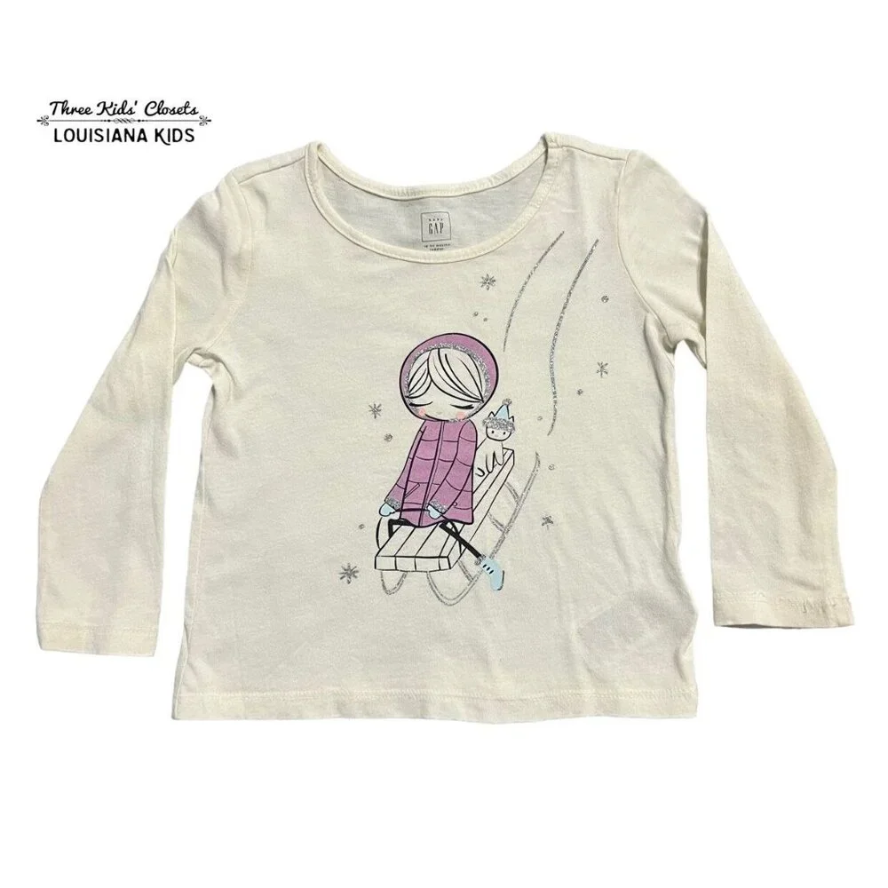 Baby Gap 18-24m Girl On Sled Shirt